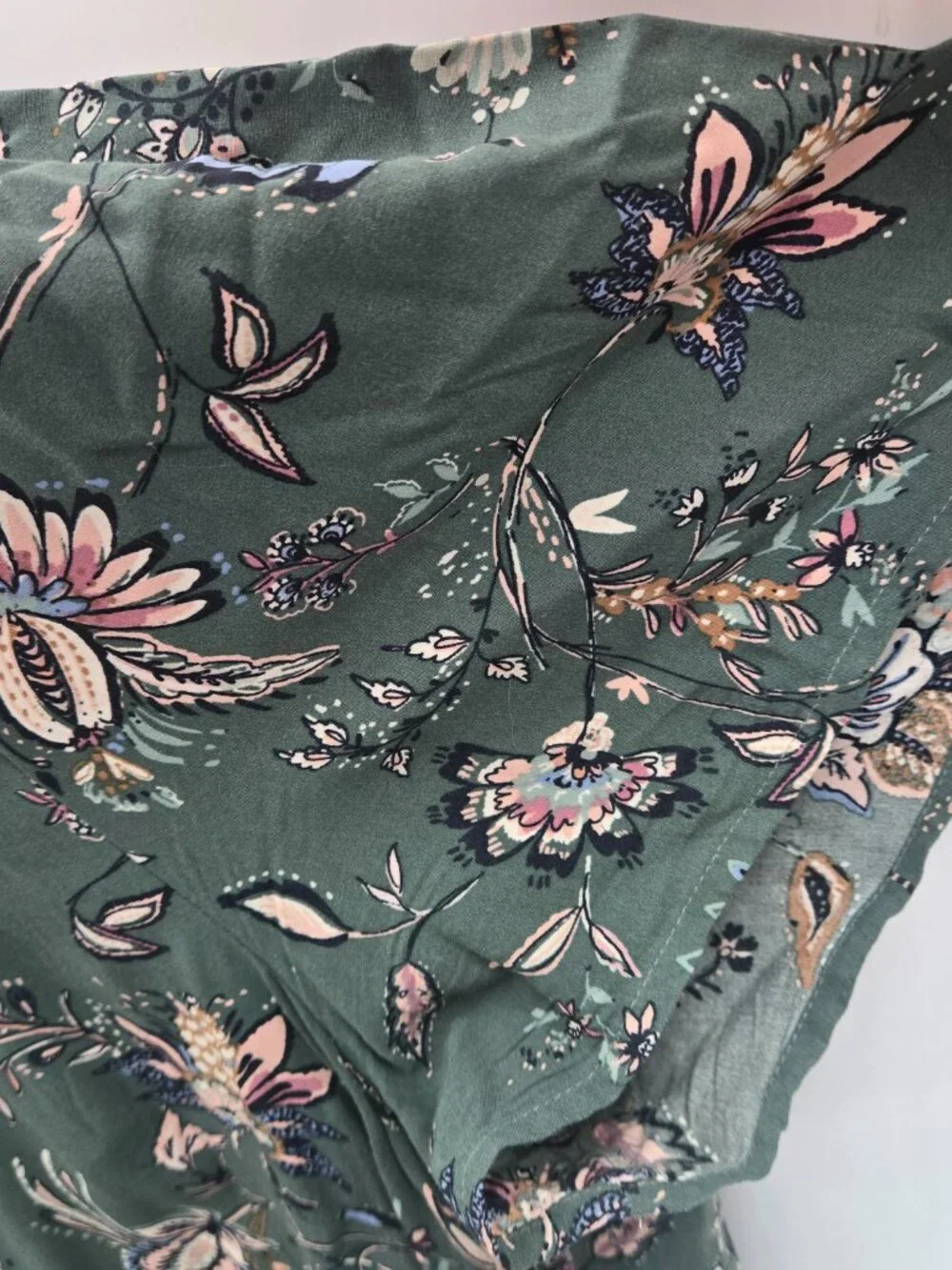 J. Jill Green Floral Pintuck Shirt Dress Rayon Size 3x - Picture 9 of 13